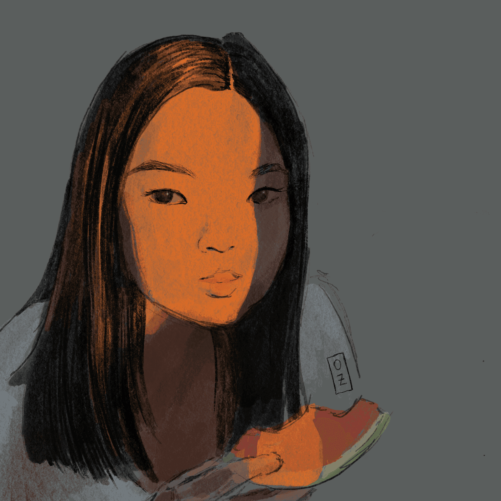 amy eating watermelon