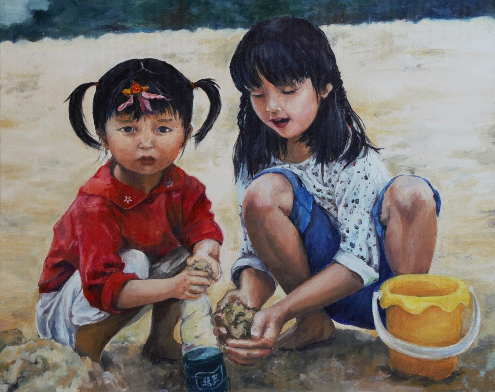 sisters at the beach